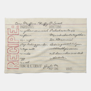 Vintage Recipe Card-Cornbread Recipe-Customize it! Kitchen Towel