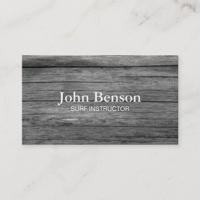 Vintage Reclaimed Wood Surf Instructor Business Card (Front)