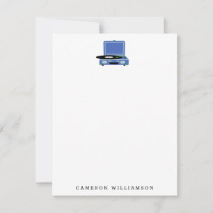 Vintage Record Player in Blue Personalized Card