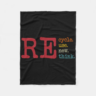 Vintage Recycle Reuse Renew Rethink Earth Day Envi Fleece Blanket