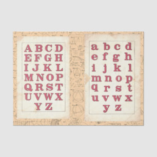 Vintage Red Alphabet Typography Mathematic Collage Tissue Paper