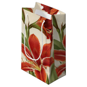 Vintage Red Amaryllis Christmas Gift Bag