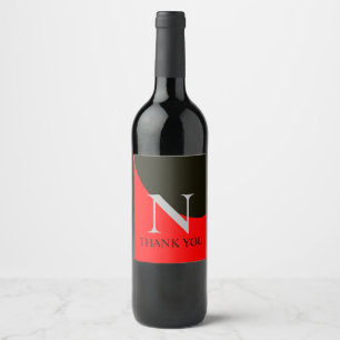 Vintage Red and Black Abstract Monogram Wine Label