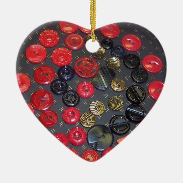 Vintage Red and Black Buttons, Ornament (Front)