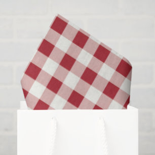 Vintage Red and Cream Gingham Plaid Tissue Paper