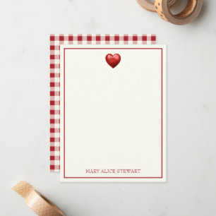 Vintage Red and Cream Gingham With Heart Card