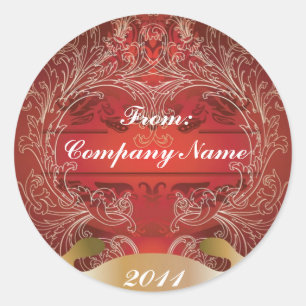 Vintage Red and Gold Corporate Holiday Greetings Classic Round Sticker