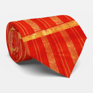 Vintage Red and Gold Indian Sari  Silk Tie** Tie