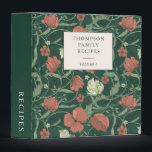 Vintage Red and Green Floral Personalized Recipe Binder<br><div class="desc">Vintage Red and Green Floral Personalized Recipe Binder</div>