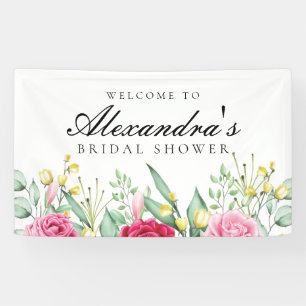 Vintage Red and Pink Rose Bridal Shower Banner