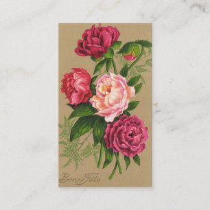 Vintage, Red and Pink Roses Business Card