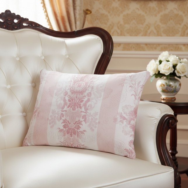 Vintage Red and White Damask Stripes on Satin Accent Pillow (Creator Uploaded)