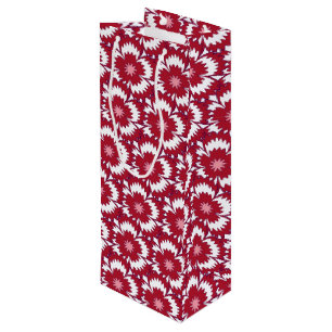 Vintage red and white floral Dianthus Barbatus Wine Gift Bag