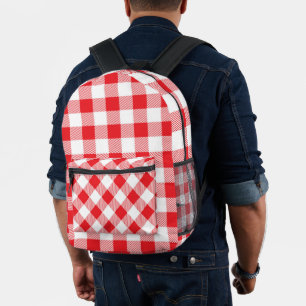 Vintage Red and White Gingham Style Backpack