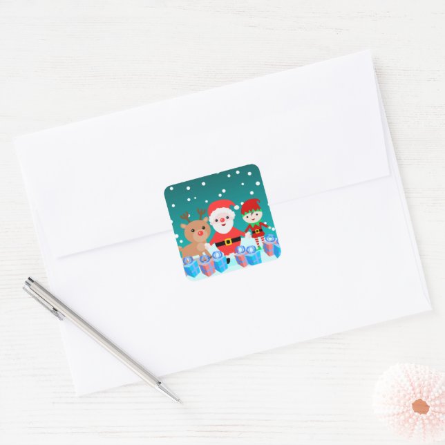 Vintage Red and White Pastel Classic Square Sticker (Envelope)