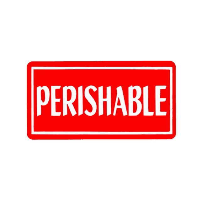 Vintage Red and White Perishable Sticker (Front)