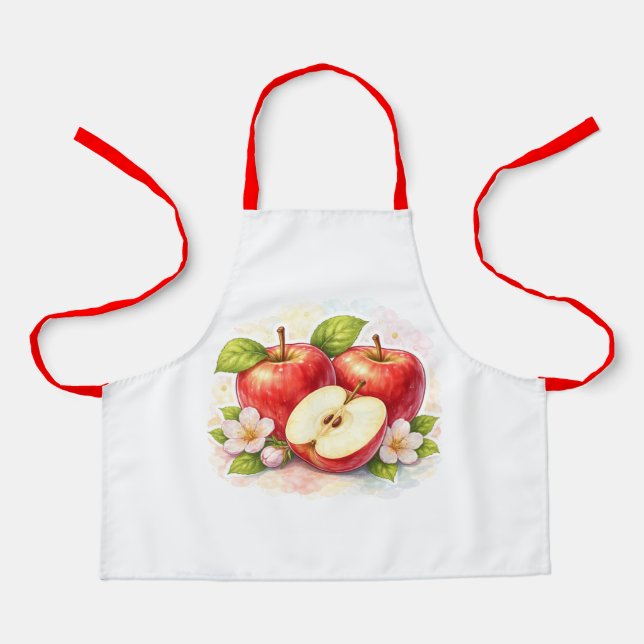 Vintage Red Apple Kitchen Apron (Front)
