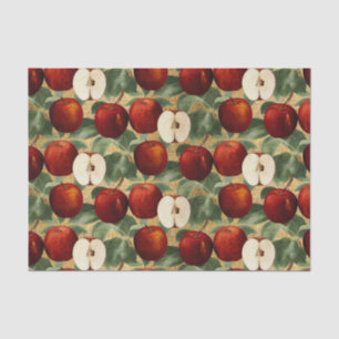 Vintage Red Apple Watercolor Botanical Decoupage Tissue Paper