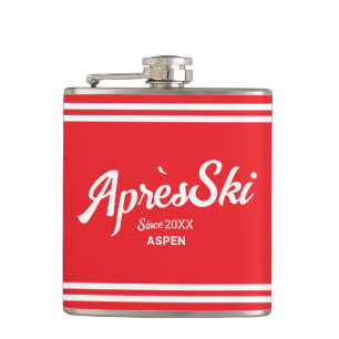 Vintage Red Apres Ski Custom Ski Resort & Year Hip Flask
