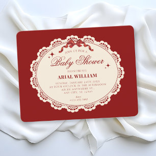Vintage red baby shower Invitation