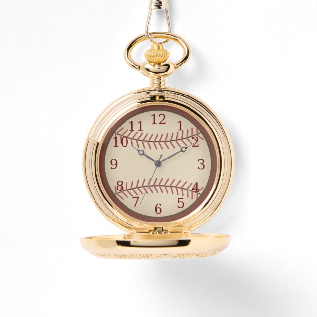 Vintage Red Baseball Pocket Watch (Front)