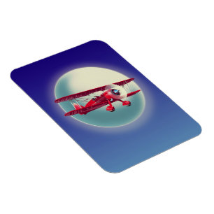 Vintage Red Biplane Magnet