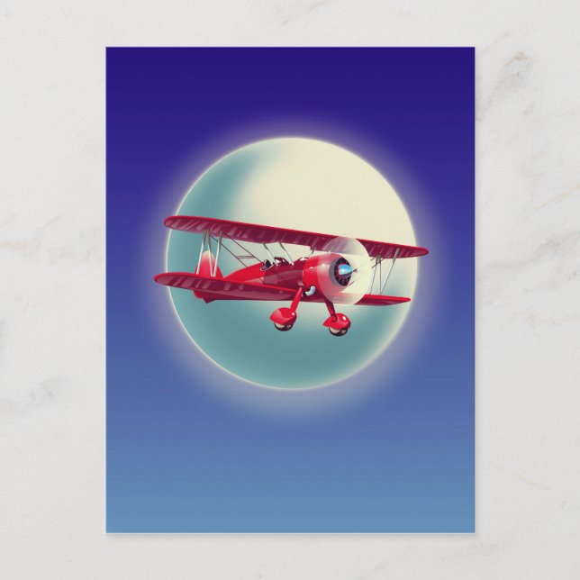 Vintage Red Biplane Postcard (Front)