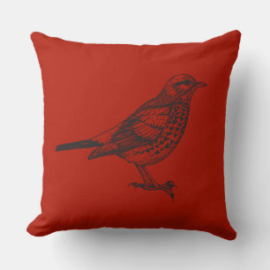 VINTAGE RED BIRD DESIGN Retro Throw Pillow