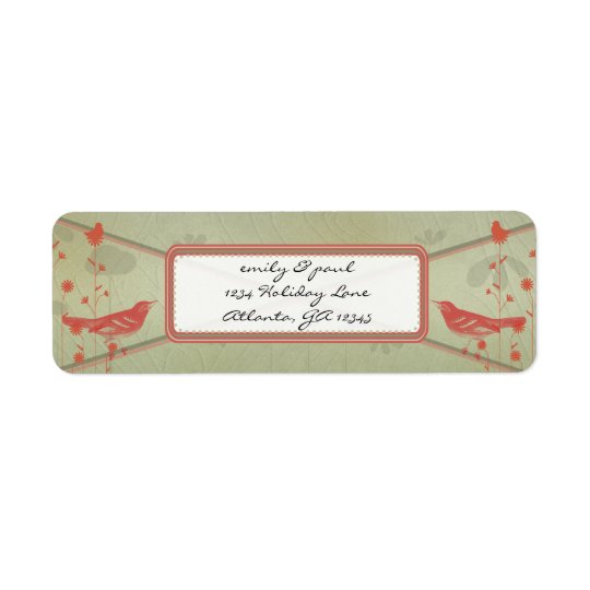 Vintage Red Birds Christmas Address Return Address Label