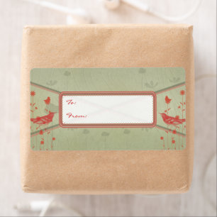 Vintage Red Birds Christmas Gift Tags