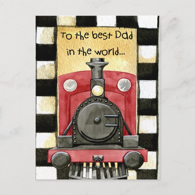 Vintage Red Black Fathers Day  Postcard (Front)