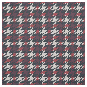 Vintage red black houndstooth plaid pattern fabric