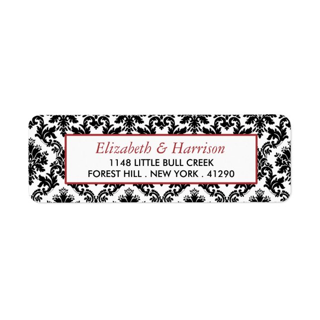 Vintage Red, Black & White Damask Wedding (Front)