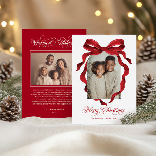 Vintage Red Bow Custom Photo Christmas Holiday