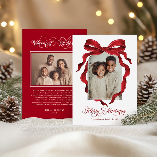 Vintage Red Bow Custom Photo Christmas Holiday (Creator Uploaded)