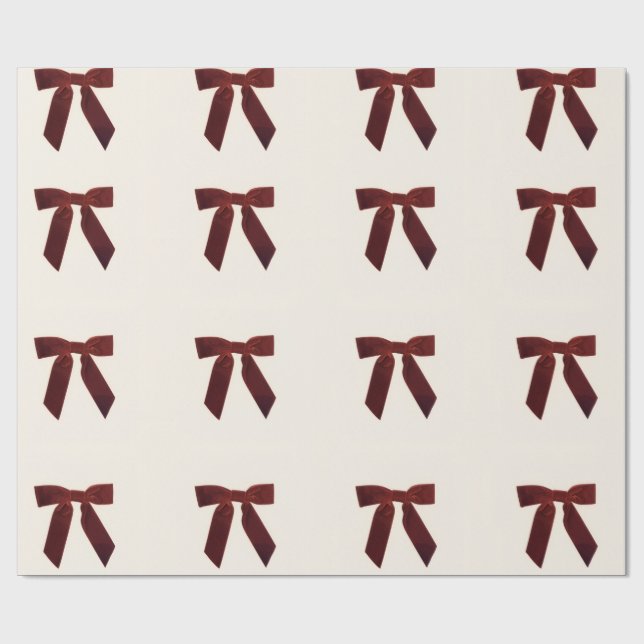 Vintage Red Bow Wrapping Paper (Flat)