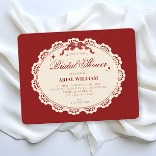 Vintage red bridal shower Invitation