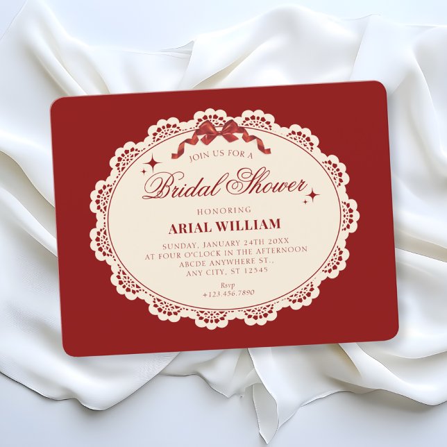 Vintage red bridal shower Invitation (Creator Uploaded)