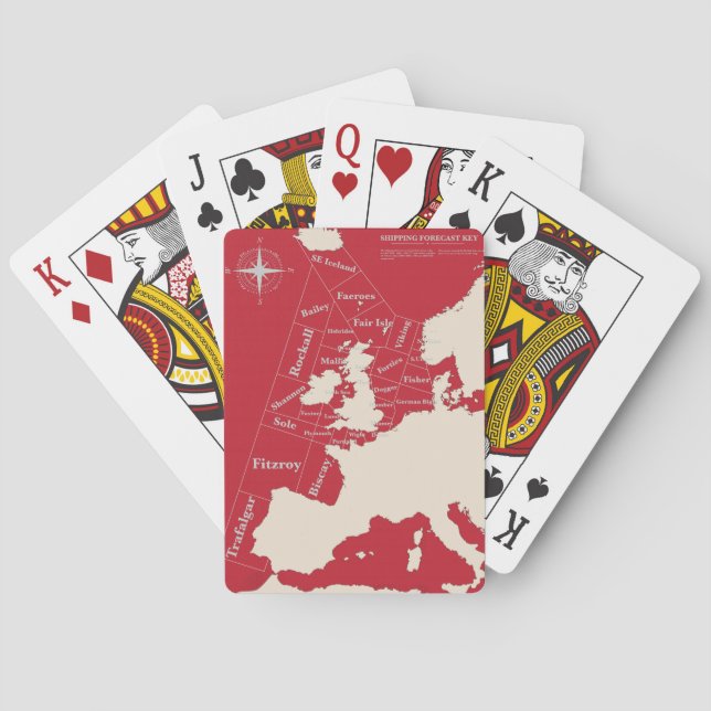 Vintage Red British Shipping Poster Playing Cards (Back)