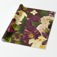 Vintage red burgundy maroon winter dramatic floral