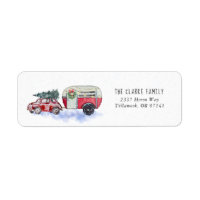 Vintage Red Camper Christmas Return Address Label