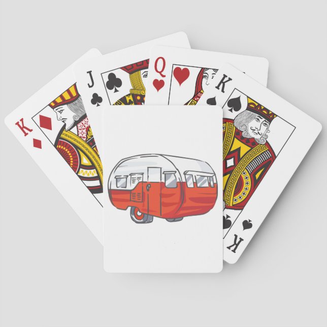 Vintage Red Camper Playing Cards (Back)