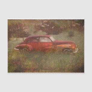 Vintage Red Car Antique Old Rustic Art Decoupage Tissue Paper