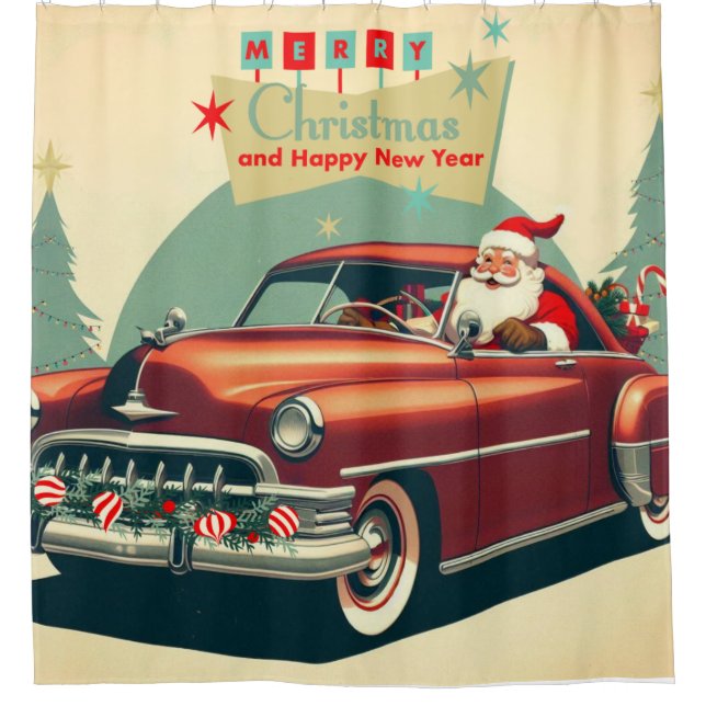Vintage red car & Santa (Front)