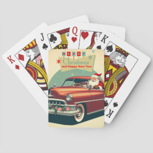 Vintage red car & Santa Playing Cards