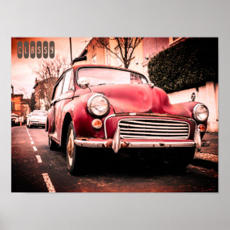 Vintage red car with caption Classy Poster
