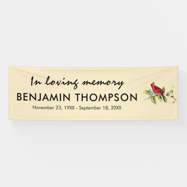 Vintage Red Cardinal Funeral/Memorial Banner (Horizontal)