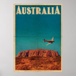 Vintage Red Centre Australia Travel Poster