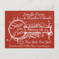 Vintage Red Chalkboard Save The Date
