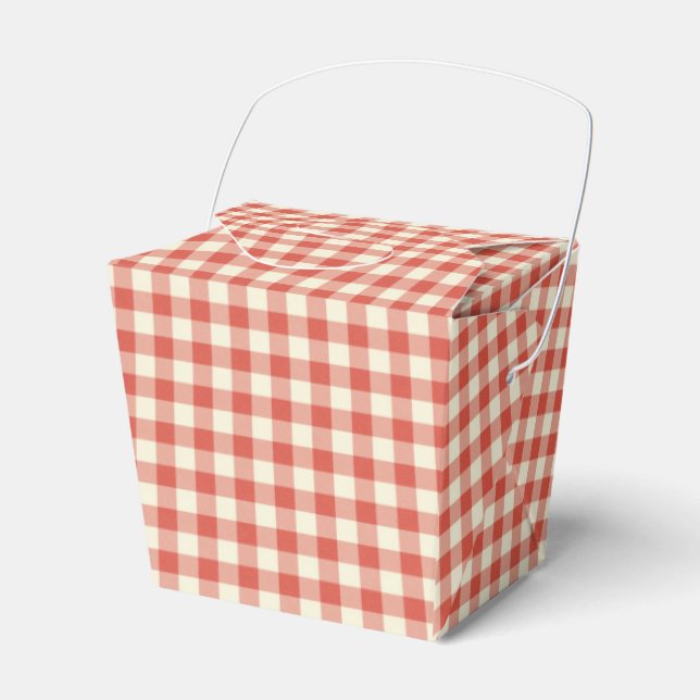 Vintage Red Chequerboard Pattern Favour Box (Front Side)
